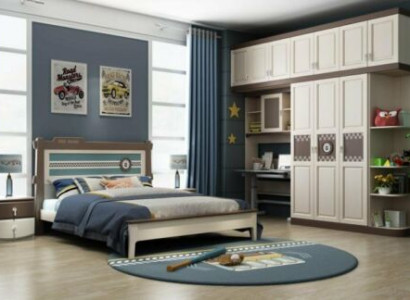 Schlofzëmmer Komplett Set Bett Nuetsdësch Kommode 6tlg Design Holz Miwwel Sets